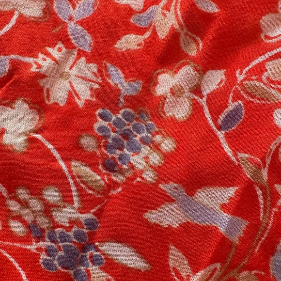 Veronica Beard- Red Floral Flynn Bow Longsleeve Cutout Silk Blouse Top - Picture 5 of 7